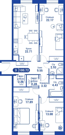 Купить трехкомнатную квартиру в новостройках у метро Алексеевская в Москве. Вариант № 75987, 0, площадь -  квм, цена 40118880 рублей