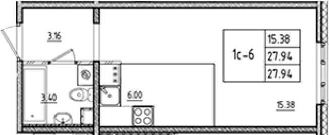 . Вариант № 6855181, 0, площадь - 27.94 квм, цена 5903024 рублей