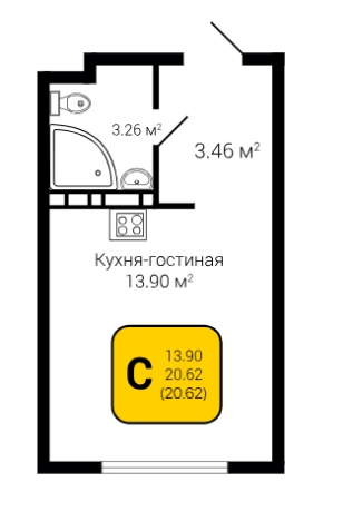 Купить Студию в ЖК жк Дом у Ротонды в Воронеже. Вариант № 157899, 0, площадь -  квм, цена 3299200 рублей
