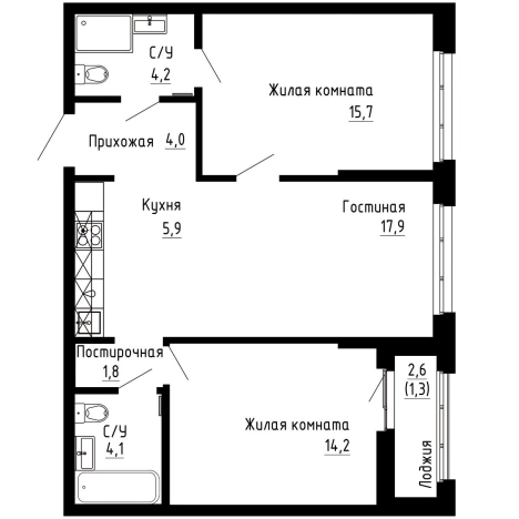 Купить двухкомнатную квартиру в ЖК "7Я" в Владивостоке. Вариант № 9804883, 0, площадь -  квм, цена 14870320 рублей
