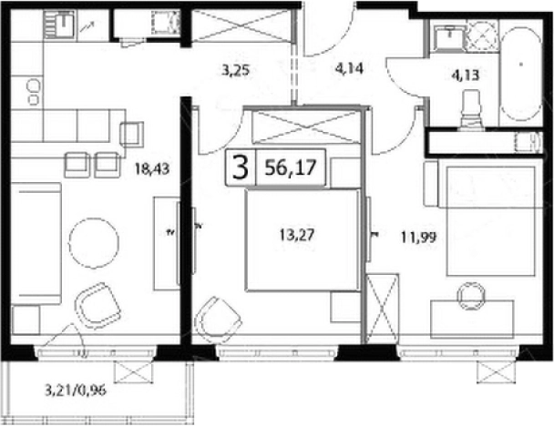 Купить трехкомнатную квартиру у метро Домодедовская в Видном. Вариант № 5833622, 0, площадь -  квм, цена 10432809 рублей