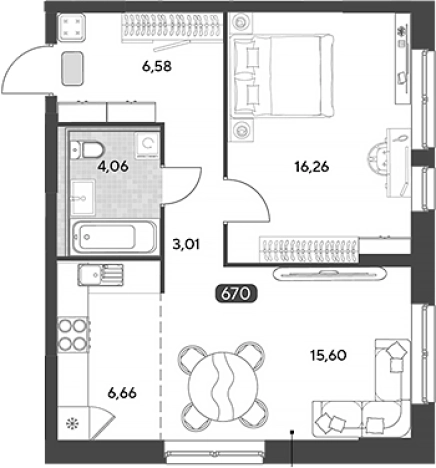 Купить двухкомнатную квартиру в Калужской области. Вариант № 120511, 0, площадь -  квм, цена 6298797 рублей