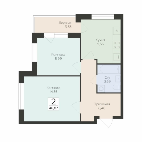 Купить двухкомнатную квартиру в ЖК Flora в Воронеже. Вариант № 145762, 0, площадь -  квм, цена 6582891 рублей