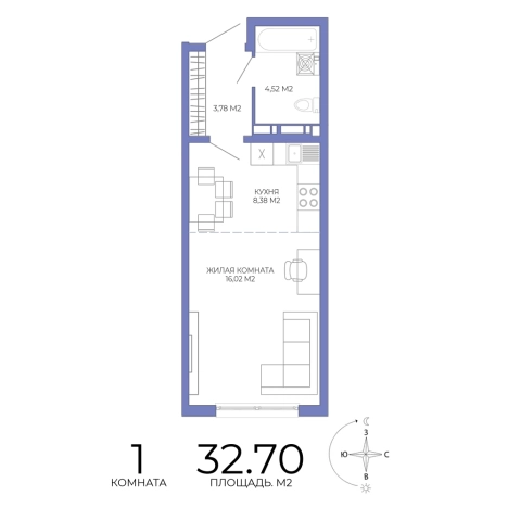 Купить однокомнатную квартиру на улице Побочинская в Пензе. Вариант № 127866, 0, площадь - квм, цена 3008400 рублей