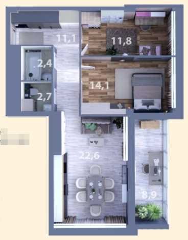 Купить трехкомнатную квартиру на улице Молодёжная в Республике Татарстан (татарстан). Вариант № 141671, 0, площадь -  квм, цена 9447930 рублей