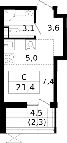 Купить Студию в Всеволожске. Вариант № 6211436, 0, площадь -  квм, цена 5221386 рублей