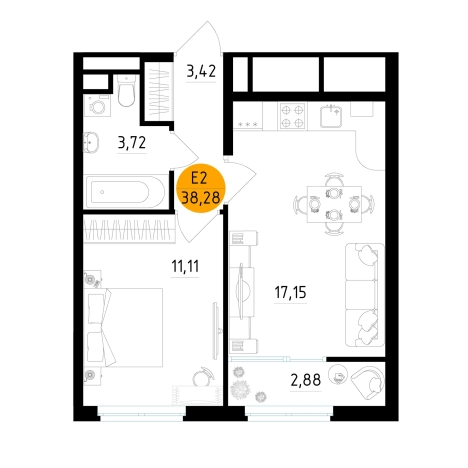 Купить однокомнатную квартиру в районе Железнодорожный в Рязани. Вариант № 154122, 0, площадь -  квм, цена 5013532 рублей