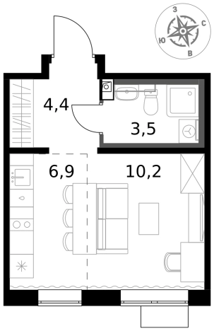 Купить однокомнатную квартиру в ЖК 1-й Южный в Видном. Вариант № 9807378, 0, площадь -  квм, цена 9502500 рублей