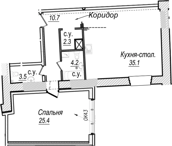 Купить двухкомнатную квартиру на улице набережная реки Карповки в Санкт-Петербурге. Вариант № 66486, 0, площадь -  квм, цена 50753865 рублей