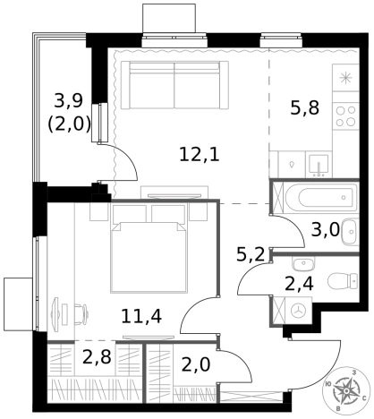 Купить двухкомнатную квартиру у метро Щелковская в Москве. Вариант № 9716571, 0, площадь -  квм, цена 20048310 рублей