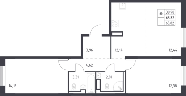 Купить трехкомнатную квартиру в ЖК Квартал Лаголово в Ленинградской области. Вариант № 6708086, 0, площадь -  квм, цена 8915056 рублей