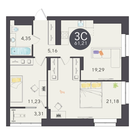 Купить трехкомнатную квартиру в Микрорайоне Лесоперевалка, Ленинский район в Новосибирске. Вариант № 9931108, 0, площадь -  квм, цена 10495000 рублей