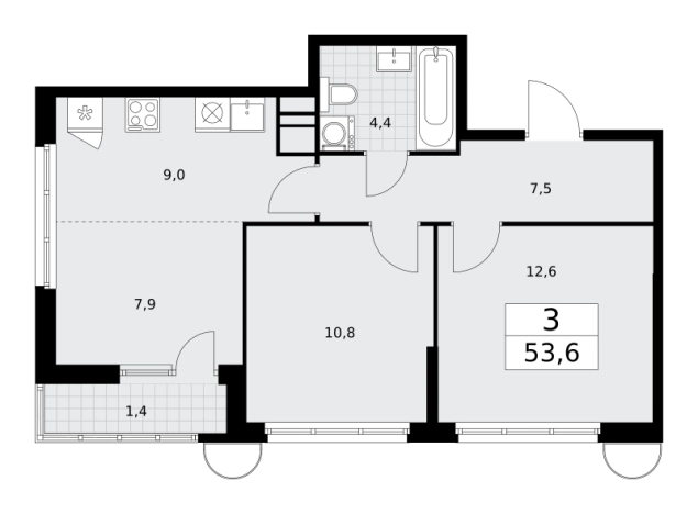 Купить трехкомнатную квартиру в новостройках в ЖК Родные кварталы в Москве. Вариант № 2206621, 0, площадь -  квм, цена 18766968 рублей