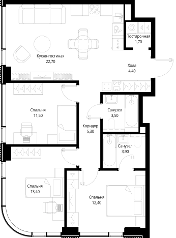 Купить трехкомнатную квартиру в ЖК Cityzen в Москве. Вариант № 10443603, 0, площадь -  квм, цена 36594720 рублей