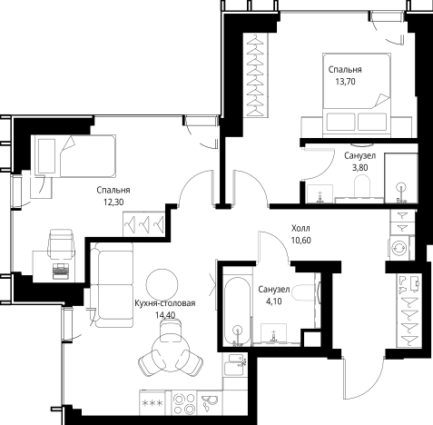 Купить квартиру у метро Аминьевская в Москве. Вариант № 10380997, 0, площадь - квм, цена 34456500 рублей