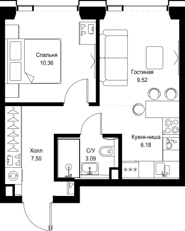 Купить однокомнатную квартиру в новостройках в ЖК SET в Москве. Вариант № 10349853, 0, площадь - квм, цена 24060725 рублей