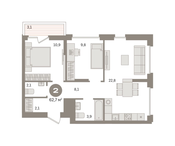 Купить двухкомнатную квартиру в ЖК Первый квартал. Вторая очередь в Московской области. Вариант № 8498126, 0, площадь -  квм, цена 11290000 рублей