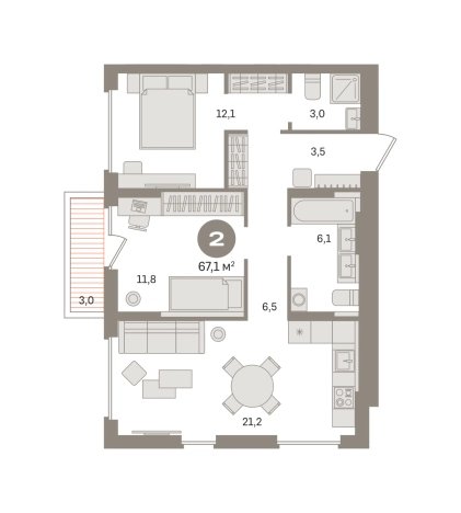 Купить двухкомнатную квартиру в ЖК Первый квартал. Вторая очередь в Московской области. Вариант № 8529722, 0, площадь -  квм, цена 11950000 рублей