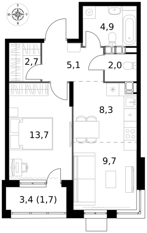 Купить двухкомнатную квартиру у метро Саларьево в Москве. Вариант № 9654587, 0, площадь -  квм, цена 20480980 рублей