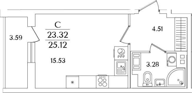 Купить Студию в новостройках в районе Красносельский в Санкт-Петербурге. Вариант № 6713111, 0, площадь -  квм, цена 8340402 рублей