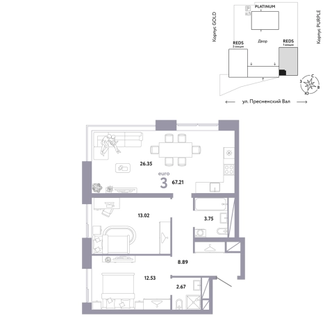 Купить трехкомнатную квартиру в ЖК Republic в Москве. Вариант № 10442412, 0, площадь -  квм, цена 76989800 рублей