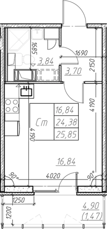 Купить Студию в ЖК Левитан в Мурине. Вариант № 6853484, 0, площадь -  квм, цена 4377429 рублей