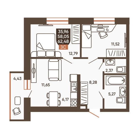 Купить квартиру в ЖК Ермак (Новосибирск) в Новосибирске. Вариант № 8881474, 0, площадь -  квм, цена 7200000 рублей