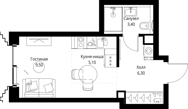 Купить Студию в ЖК SET в Москве. Вариант № 10349701, 0, площадь -  квм, цена 20412000 рублей