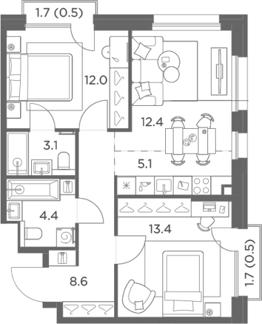 Купить трехкомнатную квартиру на улице Авангардная в Красногорске. Вариант № 138111, 0, площадь -  квм, цена 16323840 рублей