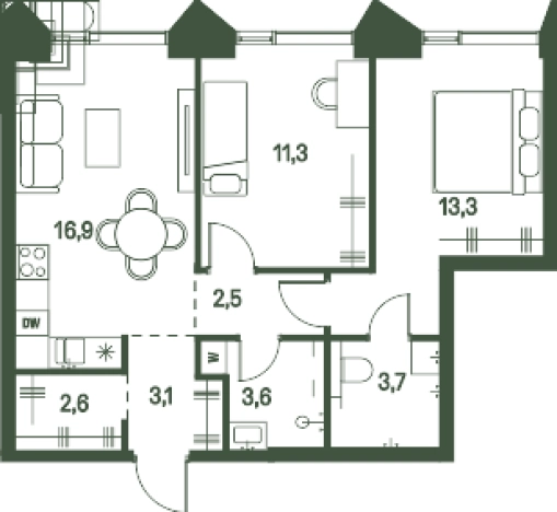 Купить двухкомнатную квартиру в новостройках в районе Щукино в Москве. Вариант № 137580, 0, площадь -  квм, цена 31646400 рублей