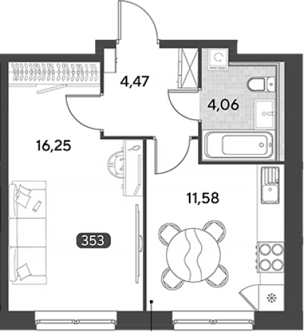 Купить однокомнатную квартиру в Калужской области. Вариант № 121859, 0, площадь -  квм, цена 3944551 рублей