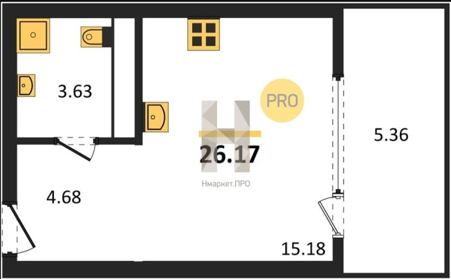 Купить Студию на улице набережная Чуева в Воронеже. Вариант № 2840786, 0, площадь -  квм, цена 5269672 рублей