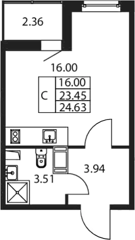 Купить Студию у метро Девяткино в Мурине. Вариант № 7267722, 0, площадь -  квм, цена 5589888 рублей