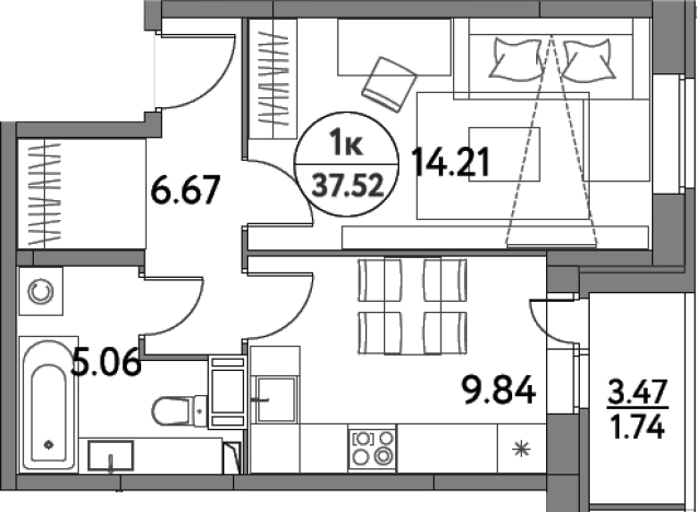 Купить однокомнатную квартиру в Щёлкове. Вариант № 79779, 0, площадь -  квм, цена 6910750 рублей