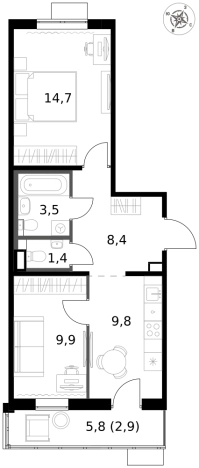 Купить двухкомнатную квартиру у метро Саларьево в Москве. Вариант № 9653769, 0, площадь -  квм, цена 19916160 рублей