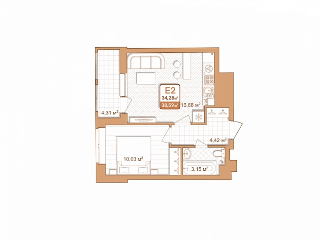 Купить однокомнатную квартиру в новостройках в Тульской области. Вариант № 71050, 0, площадь -  квм, цена 4051950 рублей