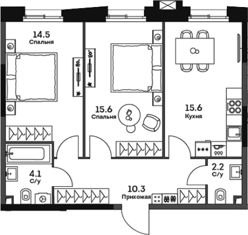 . Вариант № 184132, 0, площадь - 62.3 квм, цена 27193950 рублей