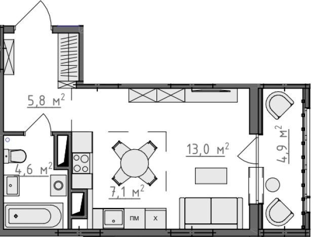 Купить Студию в новостройках в Владимирской области. Вариант № 156176, 0, площадь -  квм, цена 4184650 рублей