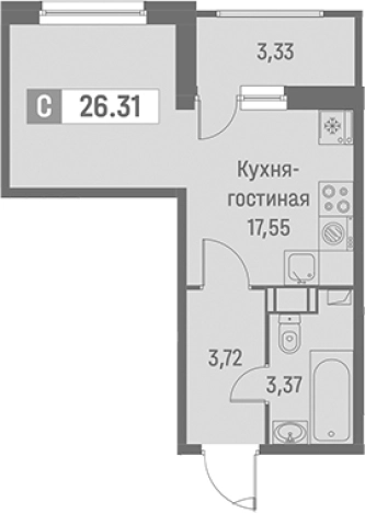 Купить Студию в ЖК Графика в Мурине. Вариант № 9099370, 0, площадь -  квм, цена 6274876 рублей