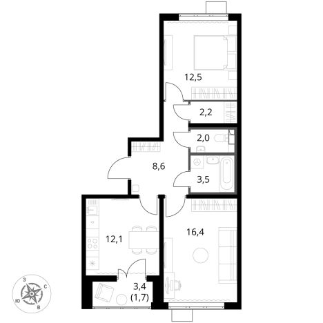 Купить квартиру в ЖК 1-й Южный в Видном. Вариант № 9802170, 0, площадь - квм, цена 17983200 рублей