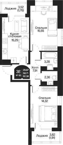 Купить трехкомнатную квартиру у метро Парнас в Ленинградской области. Вариант № 7261262, 0, площадь -  квм, цена 14036522 рублей