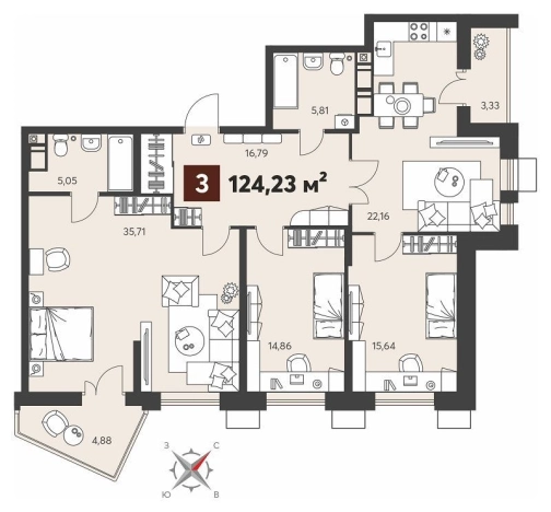 Купить трехкомнатную квартиру в новостройках в ЖК Жилой комплекс "Ньютон" в Пензе. Вариант № 82450, 0, площадь -  квм, цена 15566020 рублей