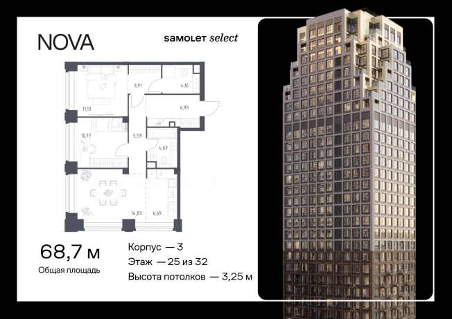 Купить квартиру в ЖК NOVA в Москве. Вариант № 7560666, 0, площадь -  квм, цена 73342754 рублей