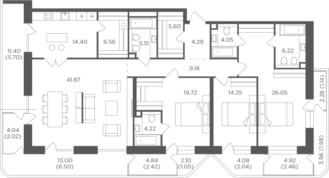 Купить четырехкомнатную квартиру в новостройках в ЖК FORIVER в Москве. Вариант № 107227, 0, площадь -  квм, цена 104553765 рублей