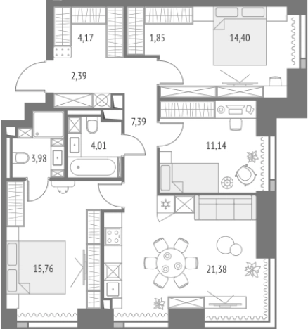 Купить трехкомнатную квартиру у метро Бутырская в Москве. Вариант № 108743, 0, площадь -  квм, цена 54380022 рублей