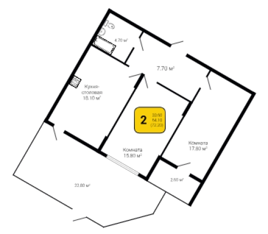 . Вариант № 89063, 0, площадь - 72.2 квм, цена 13076431 рублей