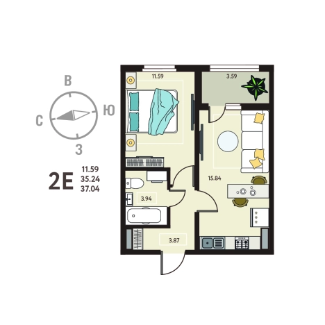 Купить однокомнатную квартиру на вторичке на улице Полевая в Воронежской области. Вариант № 7806227, 0, площадь -  квм, цена 4167000 рублей