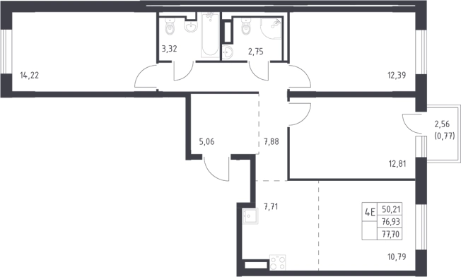 . Вариант № 6708183, 0, площадь - 76.93 квм, цена 10278933 рублей