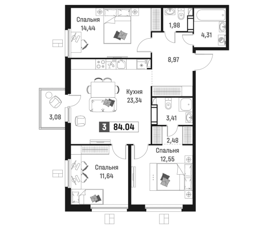 Купить четырехкомнатную квартиру на вторичке в Мурине. Вариант № 6867373, 0, площадь -  квм, цена 15886585 рублей