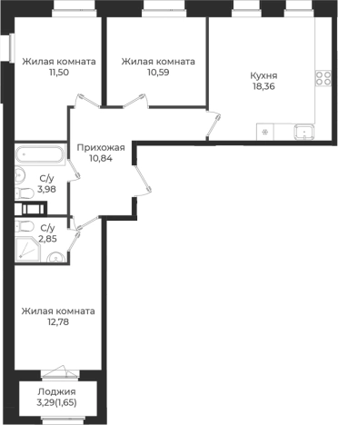Купить многокомнатную квартиру в новостройках у метро Проспект Ветеранов в Ленинградской области. Вариант № 6909984, 0, площадь -  квм, цена 10447200 рублей